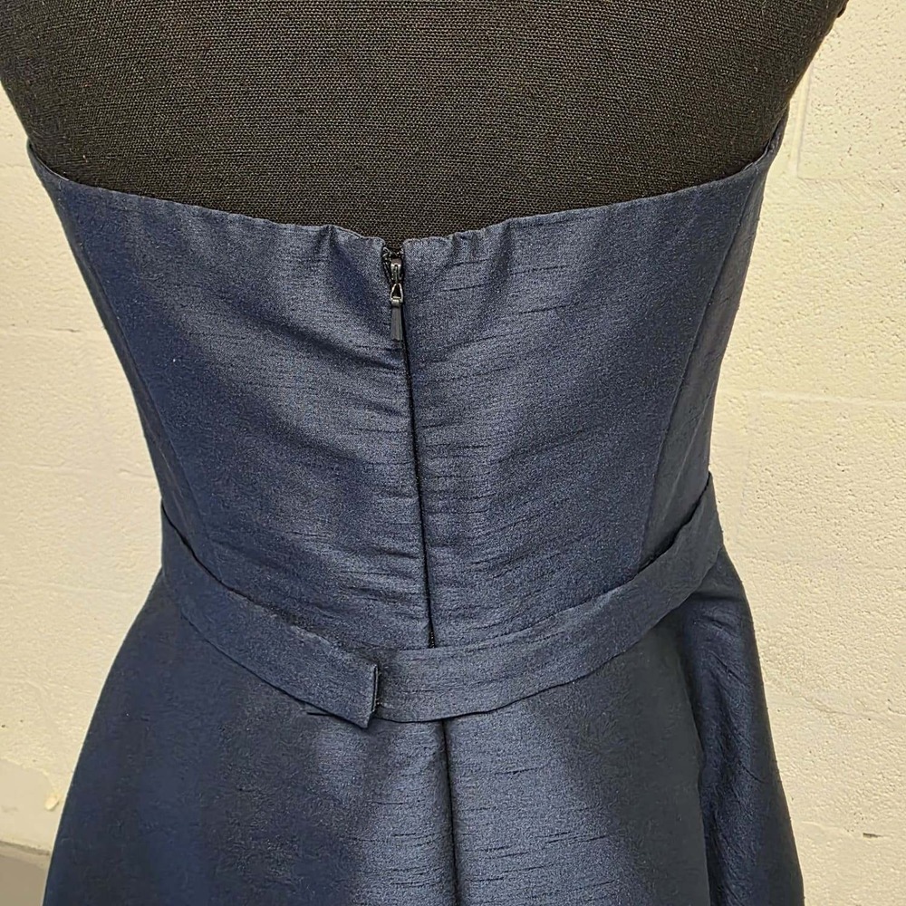 Vintage Alfred Sung Navy Strapless Cocktail Dress Size 10 Formal Midi - Picture 5 of 13